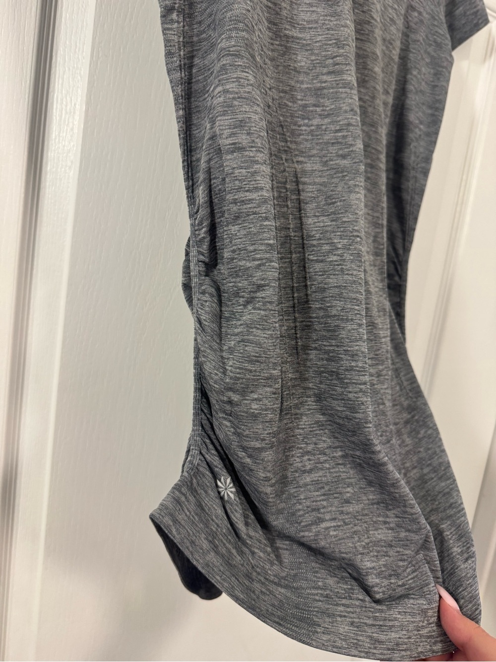 Athleta Ruched Heather Grey Short-Sleeve Performance Tee - Picture 6 of 8
